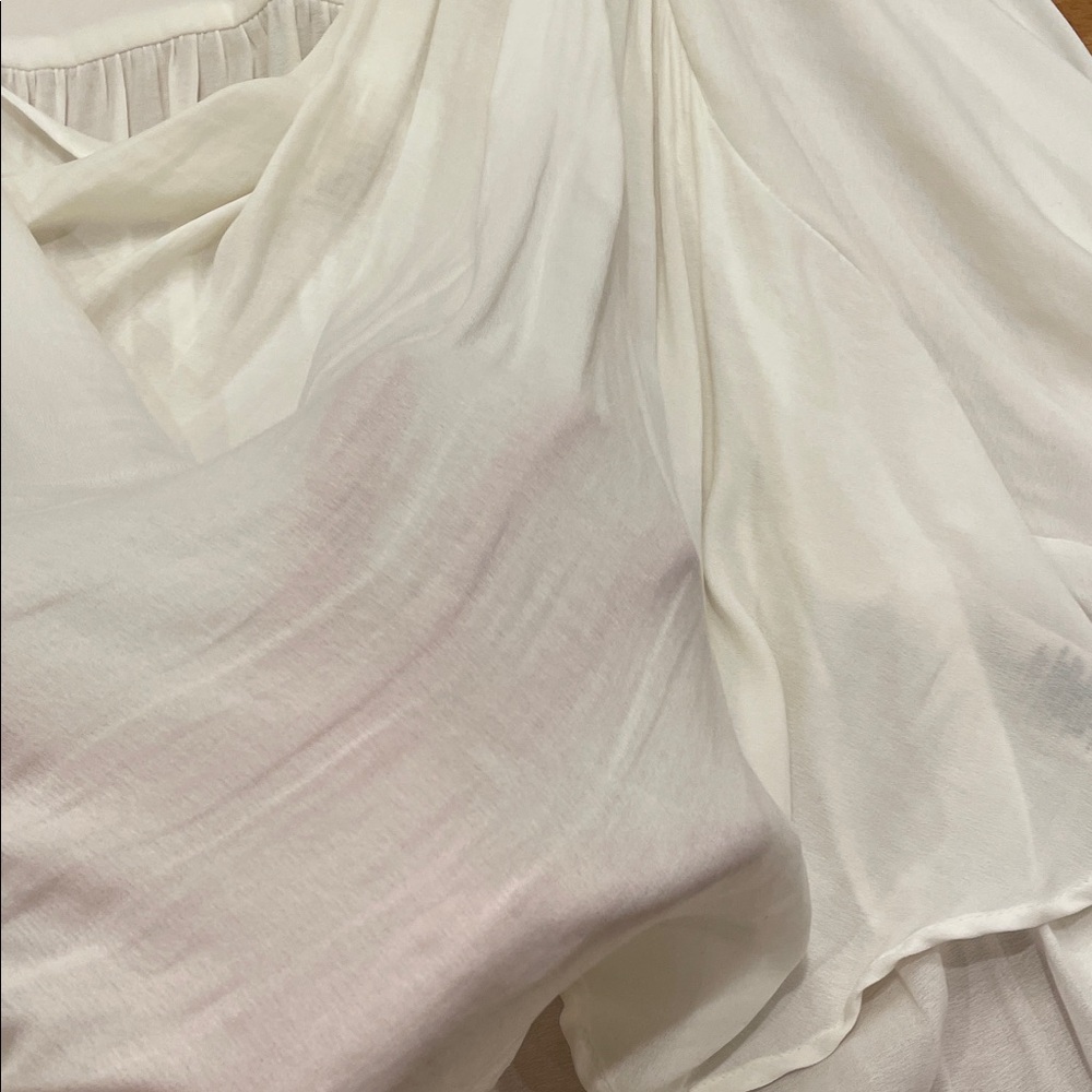 Free People Cream Draped Front Bishop Sleeves Women's Blouse Oversized Small - Picture 7 of 13